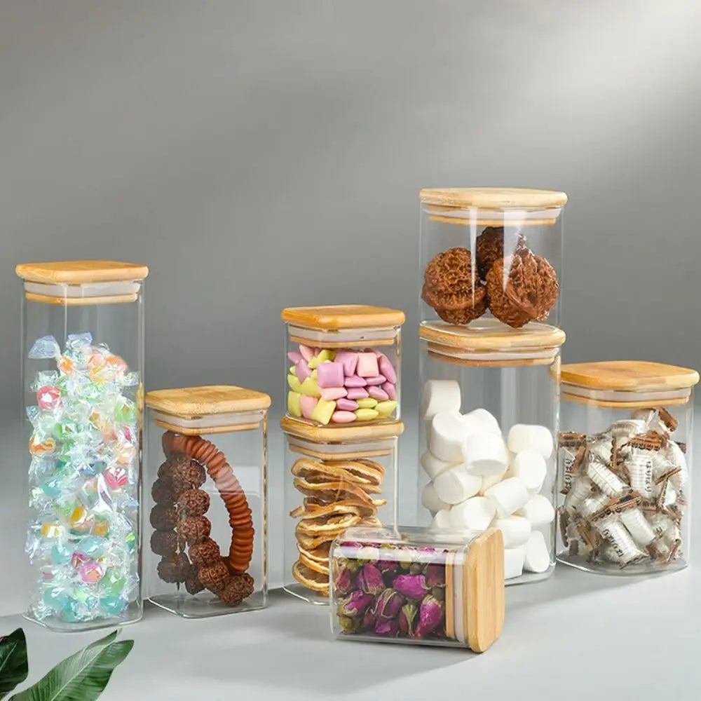 Glass Spice Jar with Bamboo Lid | Airtight Storage Canister