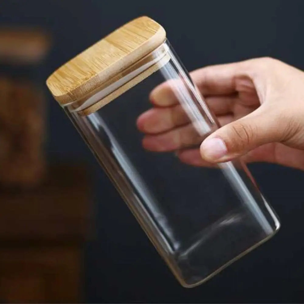 Glass Spice Jar with Bamboo Lid | Airtight Storage Canister