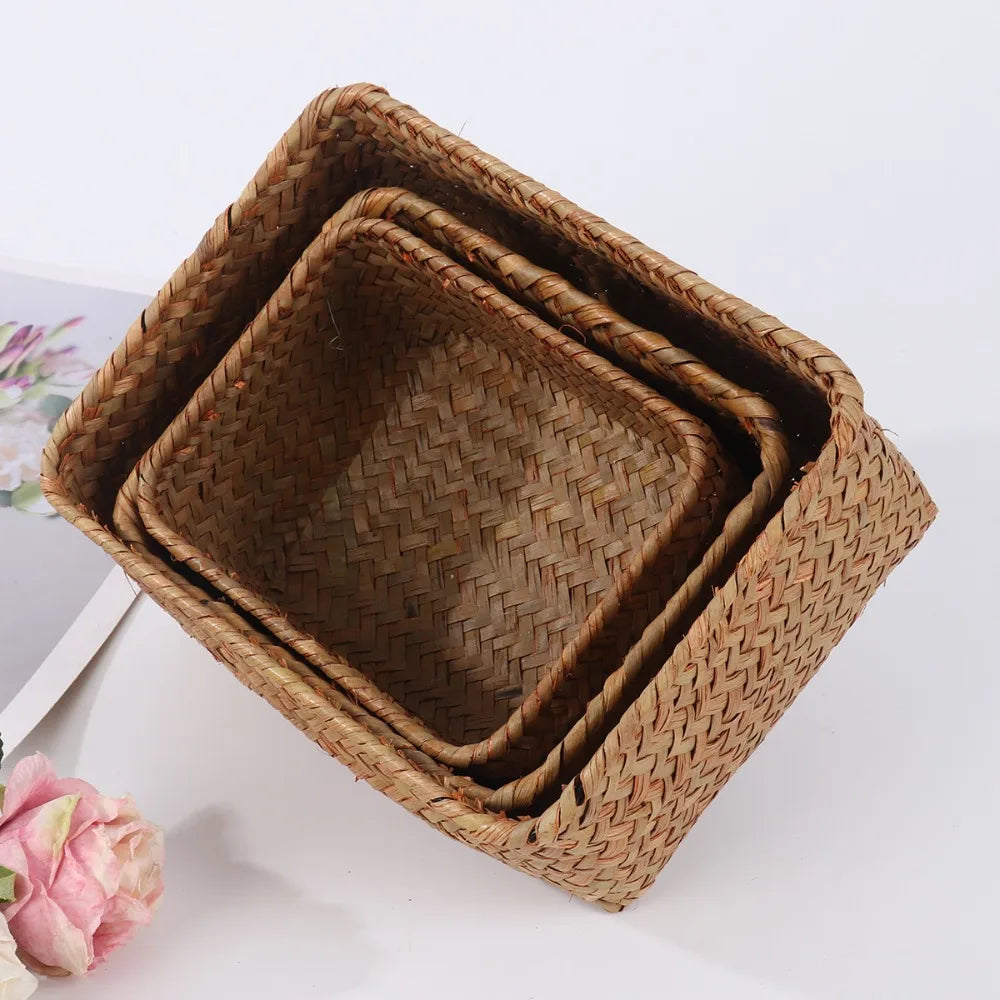 Woven Seagrass Storage Basket | Handmade Home Organizer