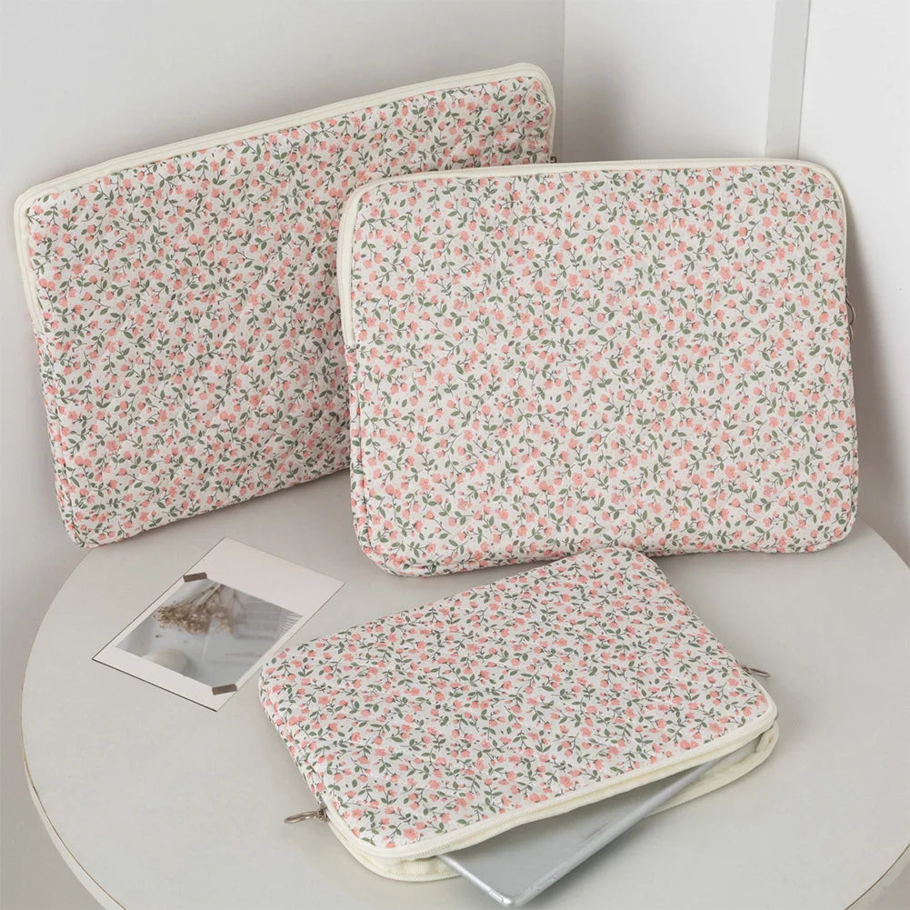 Quilted Laptop Sleeve | Floral & Solid Styles | 11, 13 & 15 Inch