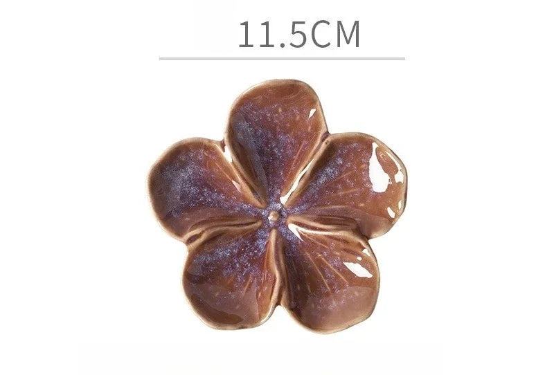 Flower-Shaped Ceramic Dipping Dish | Handmade Kiln-Fired Serving Plate