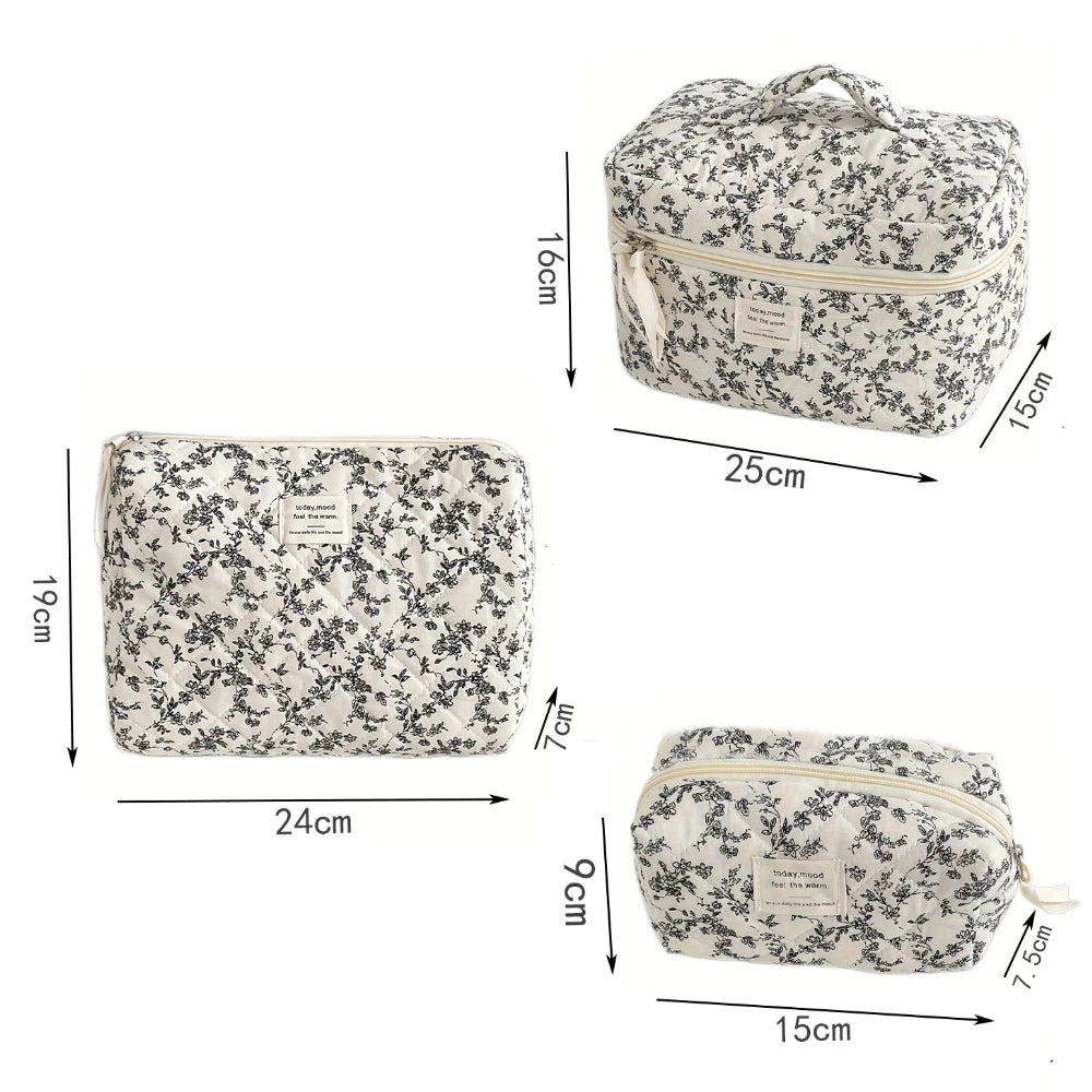 Floral Quilted Cotton Bag | Cosmetic, Handbag & Tote Styles