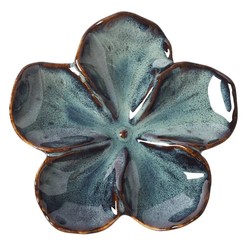 Flower-Shaped Ceramic Dipping Dish | Handmade Kiln-Fired Serving Plate