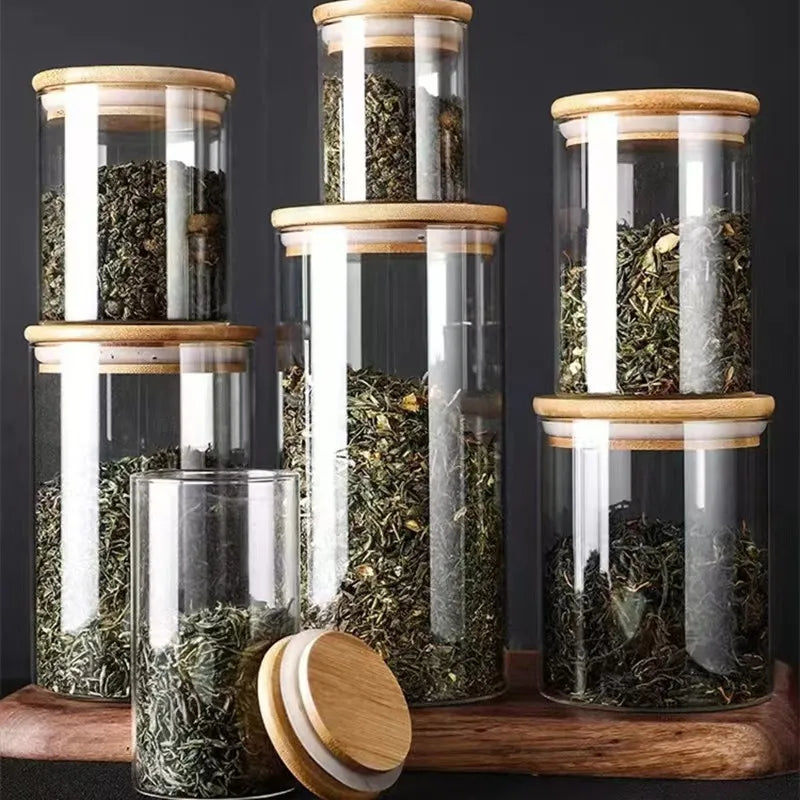 Glass Food Storage Jar with Wooden Lid | Airtight Kitchen Canister