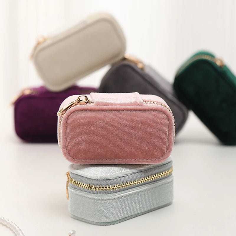 Mini Velvet Jewellery Box | Travel Zipper Case | 6 Colours