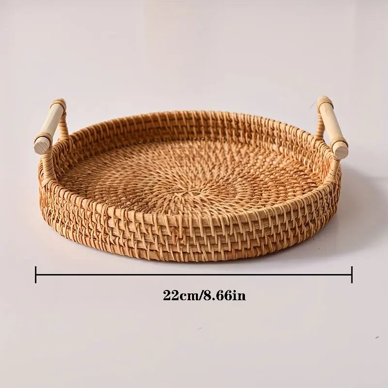 Handwoven Rattan Storage Basket with Lid | 22, 24 & 28 cm