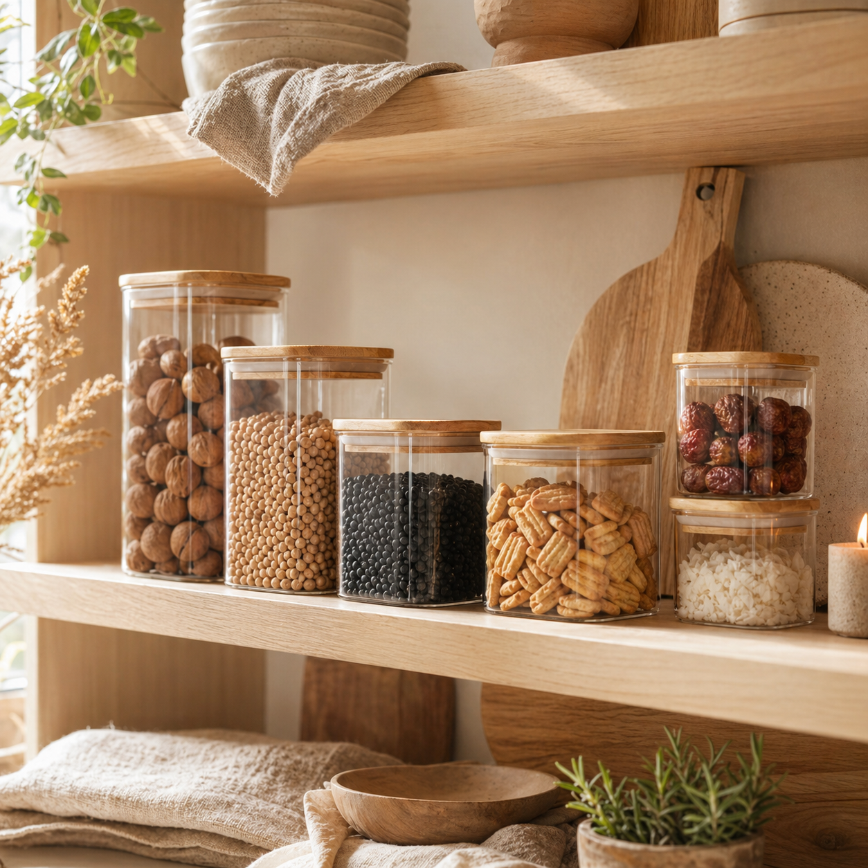 Glass Spice Jar with Bamboo Lid | Airtight Storage Canister