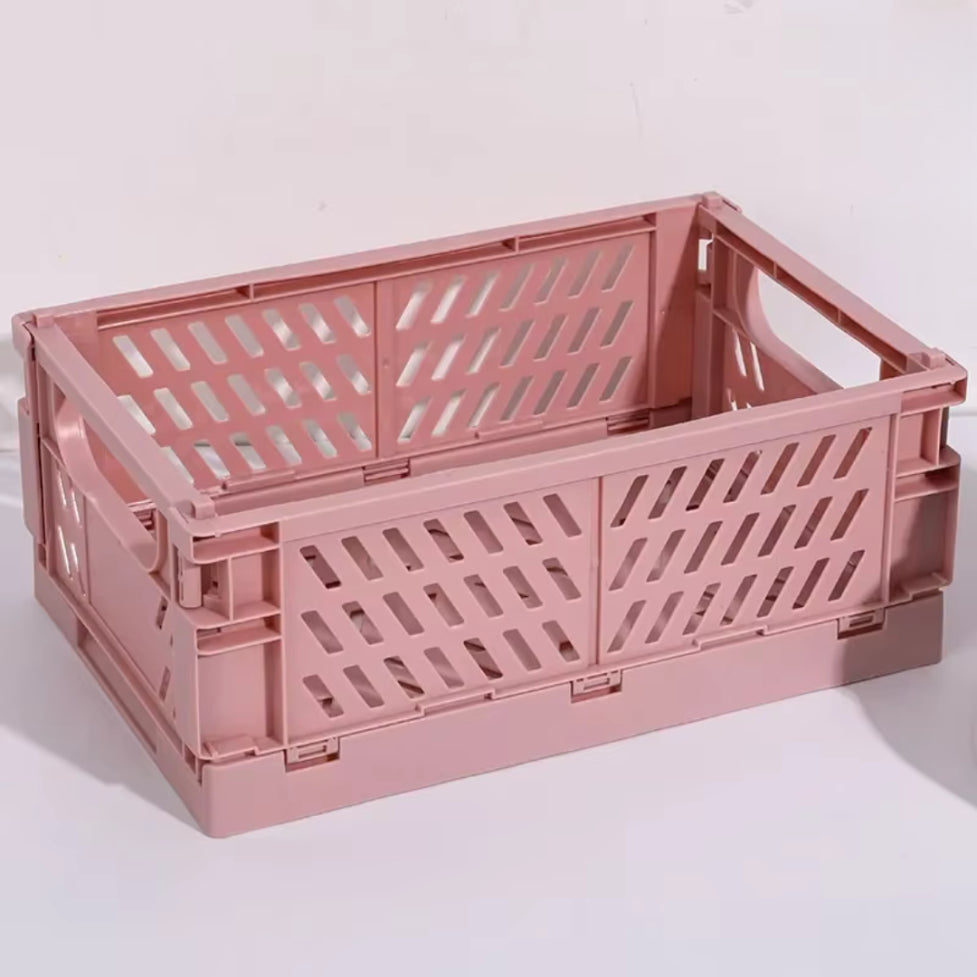 Foldable Plastic Storage Basket | Desktop & Home Organiser | 4 Colours