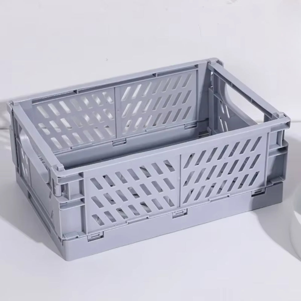 Foldable Plastic Storage Basket | Desktop & Home Organiser | 4 Colours