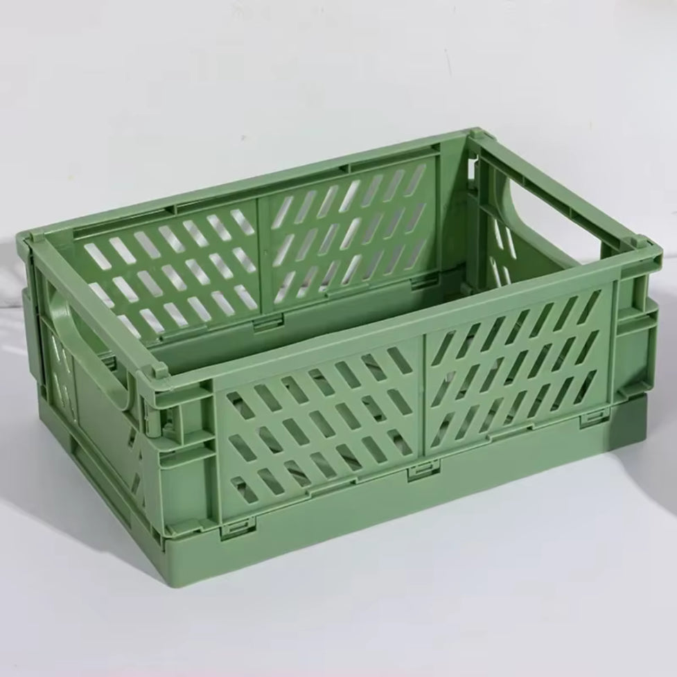 Foldable Plastic Storage Basket | Desktop & Home Organiser | 4 Colours