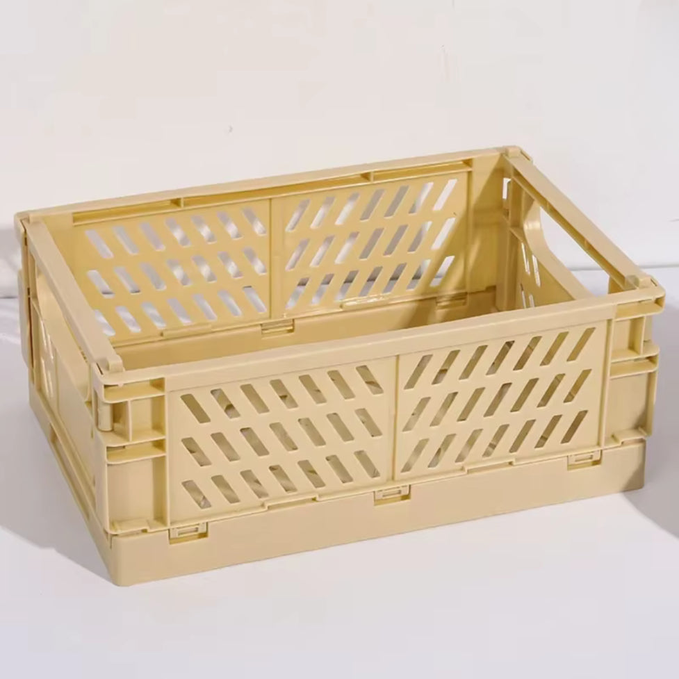 Foldable Plastic Storage Basket | Desktop & Home Organiser | 4 Colours