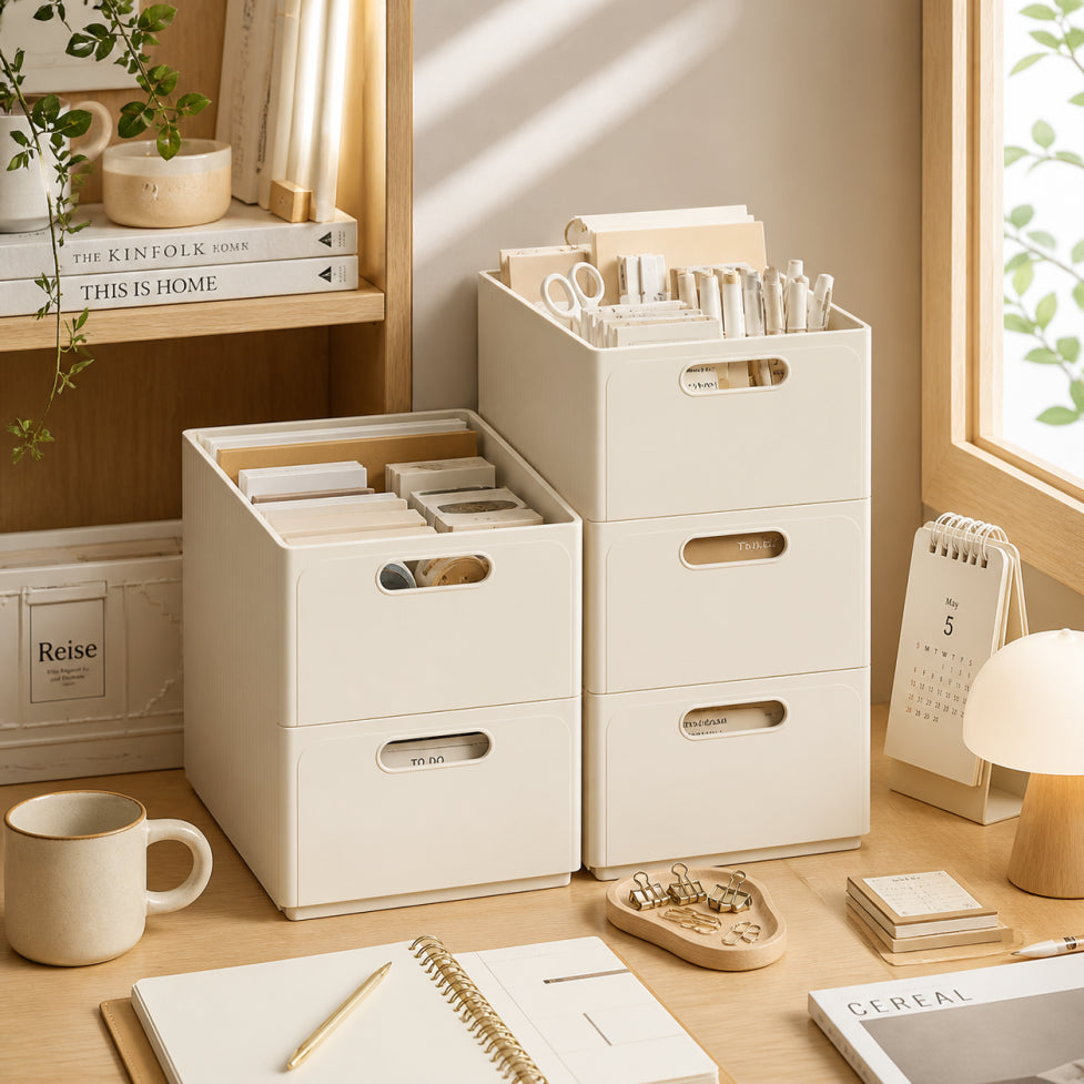 Foldable Kitchen Storage Box | Seasoning & Food Organiser | Beige & Clear