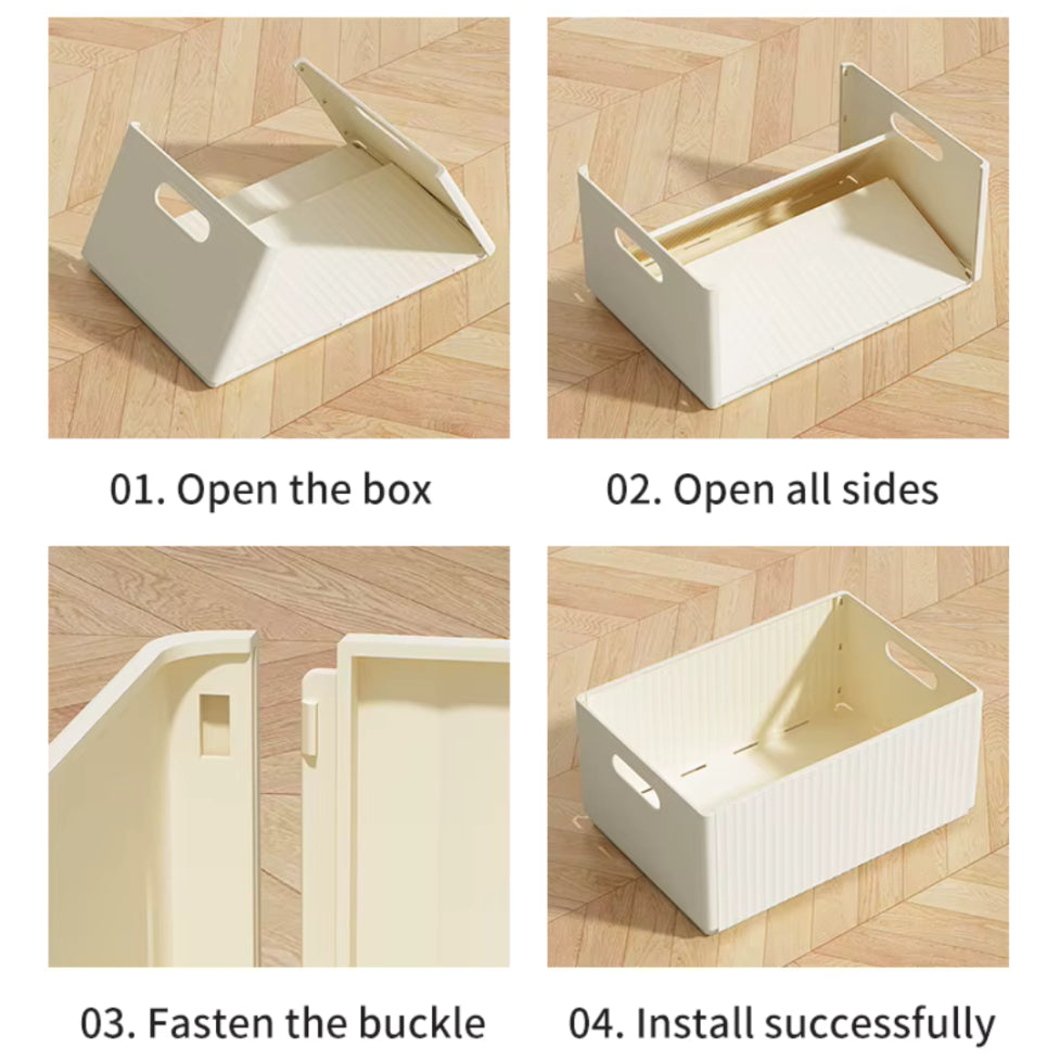 Foldable Kitchen Storage Box | Seasoning & Food Organiser | Beige & Clear