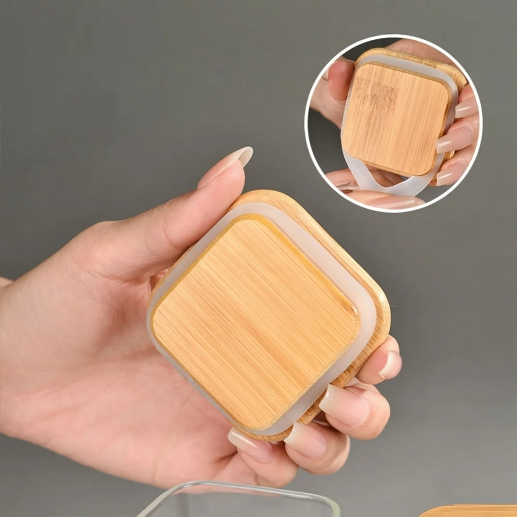 Glass Spice Jar with Bamboo Lid | Airtight Storage Canister
